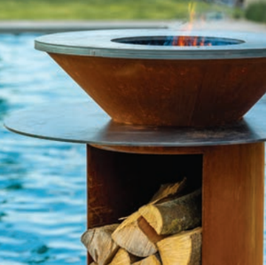 Nouveau Produit Kd Structure Camping Bras Zro Wood Burning Round <span class=keywords><strong>Plancha</strong></span> Grill Bbq With Wood Storage - Product Image 5