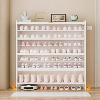 Style contemporain 90 °   Meuble à chaussures en métal avec porte rabattable pour l'entrée, rangement de chaussures avec armoire anti-poussière