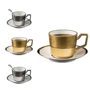 أكواب قهوة تركية اوروبية 6 أونصات بشعار مخصص مج قهوة فاخر مطلي بالكهرباء قهوة ذهبية وفضية من الذهب من من من Oxy