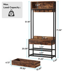 Mueble zapatero de madera maciza para entrada, estante de almacenamiento para el hogar, estantería de pie sencilla y multifuncional. - Product Image 4