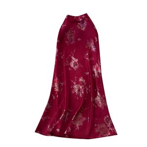 Jupe longue crayon imprimée numériquement pour femme, taille empire, respirante, antistatique, 100 % soie satinée durable, collection été 2025 - Product Image 5