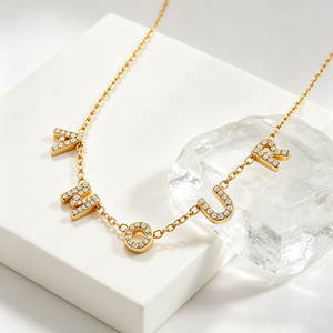 Collana con Ciondolo a Forma di Lettera <span class=keywords><strong>AMOUR</strong></span> in Acciaio Inossidabile Placcato Oro 18k, Regalo per Donne, Gioielli in Acciaio Inossidabile all'Ingrosso - Product Image 1