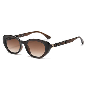 Nuevas gafas de sol con montura ovalada retro europeas y americanas para mujer, montura negra de PC, protección UV400, clase 2, venta al por mayor - Product Image 4