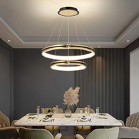 Lustre en aluminium de luxe en cristal pour chambre à coucher, hall duplex, loft, cercle en aluminium