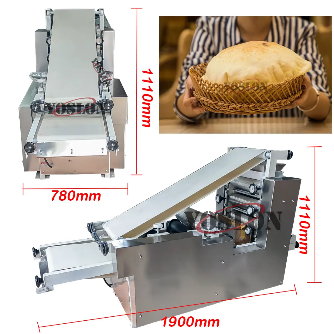 Yoslon-horno de pan eléctrico/de Gas automático Industrial, línea de producción de pastel árabe, máquina de fabricación de pan de la India