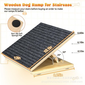 Rampe pour chien pour escaliers, cale d'escalier en bois réglable, rampe pliable pour chien d'intérieur avec support triangulaire et patins antidérapants pour animaux de compagnie - Product Image 6