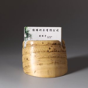 Bamboo Root Business <b>Card</b> Holder Desktop <b>Card</b> <b>Display</b> <b>Stand</b> Yellow 11x10cm Home Use - Product Image 3