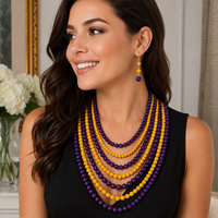 Nouveau collier ras-du-cou à plusieurs rangs avec perles bleues et jaunes, bijou tendance pour femmes, idéal pour les soirées, motif Sorority Sigma Gamma