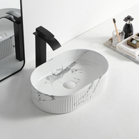 Lavabo de salle de bain en céramique, design marbre, OEM ODM, articles sanitaires