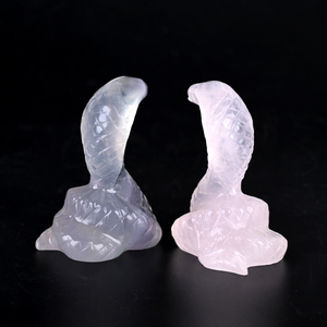 Figuras de Animales Talladas en Cristal, Venta al por Mayor, Personalizadas, de Fluorita, Cuarzo Rosa, Cobra, Serpiente, para Decoración - Product Image 3