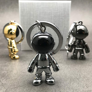Benutzer definierte schwarze Roboter Schlüssel anhänger Männer Kreative Raumfahrer Auto Schlüssel anhänger Ring für Büro Rucksack Geldbörse Charme - Product Image 6