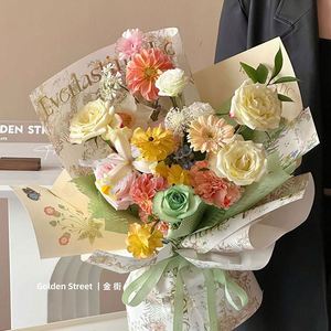 Papier d'emballage floral en kapok de haute qualité, élégant, avec impression artistique bronzée, imperméable et écologique - Product Image 4
