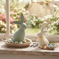 Lot de figurines de lapins de Pâques en céramique, finition mate et mouchetée, statues de lapins, décorations artisanales de printemps pour la maison, OEM ODM