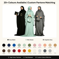 Ensemble de prière portable 3-en-1 en gros : Robe de prière instantanée musulmane, Hijab et Pochette zippée – Logo personnalisé – Spécial Ramadan