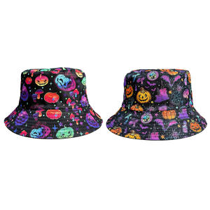 Chapeaux Bob Double Face Imprimé Dessin Animé Citrouille et Animaux, Collection 2025 – Vente Flash Festival – Protection Solaire pour Hommes et Femmes - Product Image 2