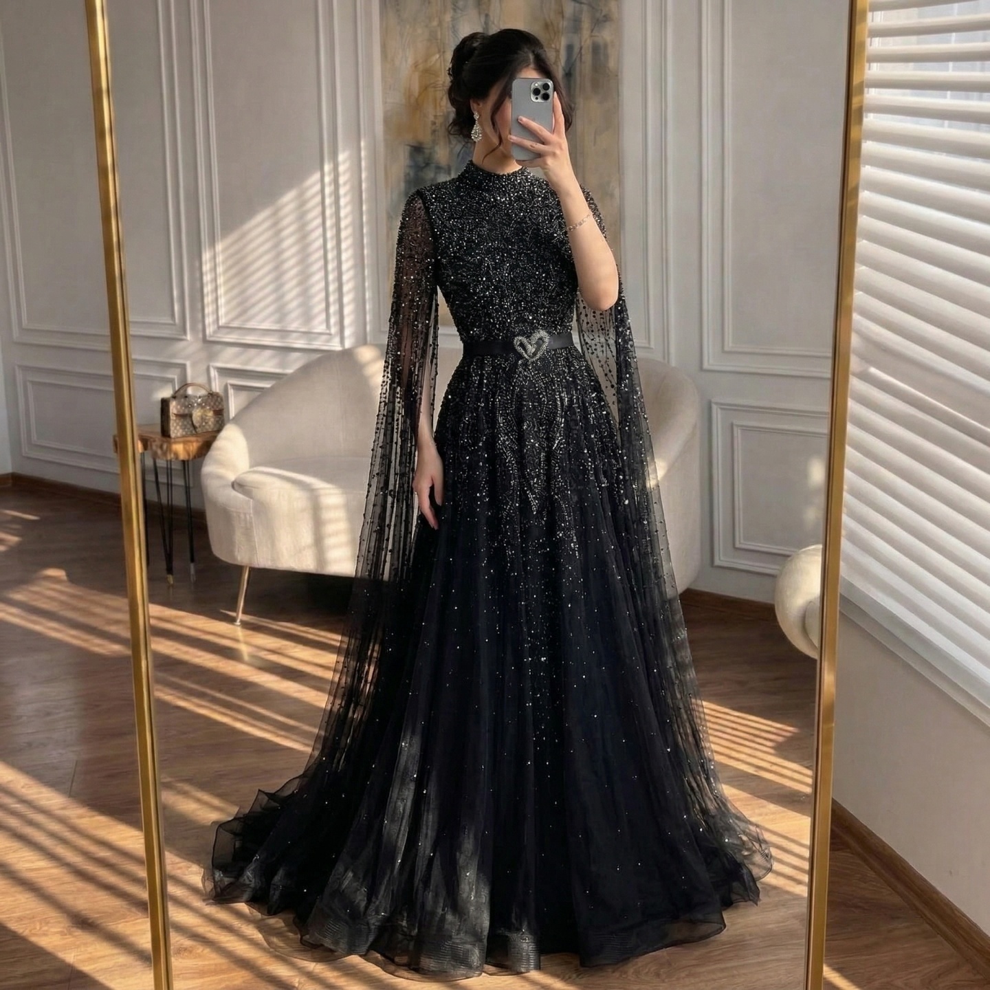 chinese dress ladies Designer Black A-Line Off-The-Shoulder Glitter Wedding Dresses with Lace