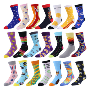 Wholesale custom logo crew cotton men socks personalized customised design bamboo crazy designer socks