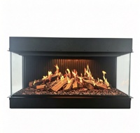 Cheminée électrique moderne 1500W à 3 faces avec flammes RGB pour la maison et l'hôtel, fonctionnement en anglais, décoration de salon