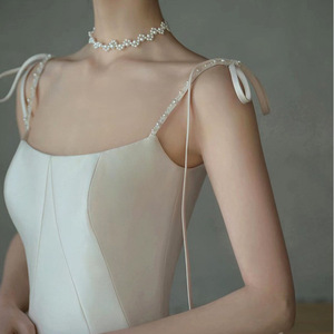 Aishin Bride Satin Ball Gown Wedding Dress Natural Waist Strapless Long Train Queen Style - Product Image 3