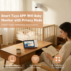 Monitor para Bebés de 5 Pulgadas con Doble Modo WiFi 2.4GHz FHSS, Video HD 720P, Visión Nocturna, <span class=keywords><strong>Audio</strong></span> Bidireccional, Sirena Integrada y Detección de Movimiento - Product Image 5