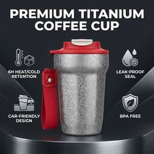 แก้วกาแฟแบบพกพา 450 มล. ทำจากไทเทเนียมแท้ เก็บความร้อน-เย็น รูปทรงแปดเหลี่ยม น้ำหนักเบา ป้องกันการรั่วซึม เหมาะสำหรับใช้กลางแจ้ง ใช้ในรถยนต์  รับสกรีนโลโก้เป็นของขวัญ - Product Image 4