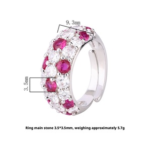 Fashion Jewelry Eco-friendly Copper Gold Plated Micro Pave Multicolor Zircon Geometric Pattern <b>Adjustable</b> <b>Ring</b> for Daily Wear - Product Image 2