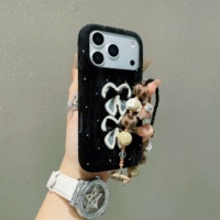 Coque de téléphone en velours tendance avec nœud pour iPhone 17 Pro Max, iPhone 16 Pro, iPhone 15, iPhone 14/13 – Collection Automne/Hiver
