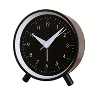 Réveil de bureau rond en métal 2026 avec support, alarme sonore BB, fonction snooze et veilleuse, style nordique moderne et minimaliste