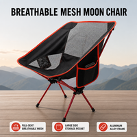 Lot de 2 chaises de camping Sportneer à cadre en aluminium léger - Pliables et compactes pour une utilisation en extérieur (randonnée, voyage) - Poche latérale - Orange