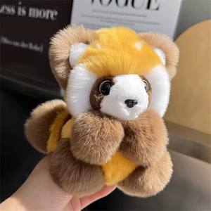 Llavero de piel auténtica de <span class=keywords><strong>panda</strong></span> rojo para niños, colgante para llaves de coche que brinda confort - Product Image 2