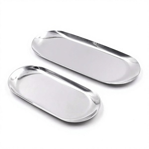 Plateau de service ovale moderne ANZOME en argent, ensemble de 2 pièces, plateau décoratif, support à bijoux, ensemble de rangement pour cosmétiques - Product Image 2