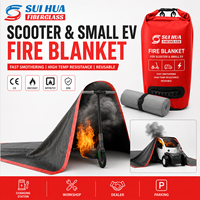 Couverture anti-feu pour petites voitures électriques compactes, isolation incendie, fibre de verre enduite de silicone double face, sangles de traction rouges, vente en gros