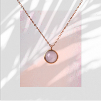 Nouveauté JM Jewelry, collier pendentif en argent sterling 925, quartz rose, plaqué or rose, design simple et tendance pour femmes
