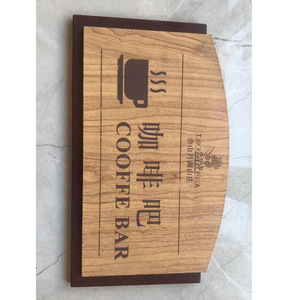 ป้ายติดผนังไม้ร้านกาแฟแบบมีกรอบสไตล์ชนบทสำหรับโรงแรมและร้านอาหารวัสดุทองเหลืองแท้ลายแนวนอน - Product Image 3