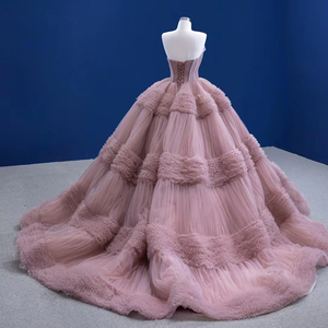 <span class=keywords><strong>Robes</strong></span> de mariée Feishilip pour Serene Hill, rose, sans manches, à étages, <span class=keywords><strong>robes</strong></span> de bal simples, traîne longue, sur mesure, appliques en dentelle tombantes - Product Image 4