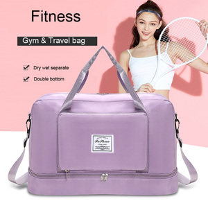 Bolsa de deporte multifuncional plegable de doble fondo para viajes, fitness, ligera, para almacenamiento, sencilla, para mujeres y hombres - Product Image 1