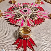 Porte-bougie en plastique écologique de style Rangoli, léger et exquis, décoration d'intérieur pour les occasions de Diwali, crée une ambiance chaleureuse et accueillante