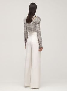 Chaqueta corta de manga larga para <span class=keywords><strong>mujer</strong></span>, <span class=keywords><strong>Blazer</strong></span> Vintage a la moda de tartán - Product Image 3