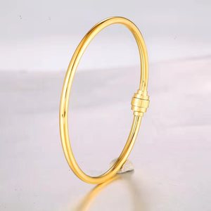 18K PVD Gold Stainless Steel Rotating Combination Lock <b>Bangle</b> <b>Bracelet</b> | Adjustable 520 Love Engraved Magnetic Clasp <b>Bracelet</b> - Product Image 2