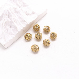 Perles d'espacement rondes creuses en acier inoxydable Yunnique pour la fabrication de bracelets, composants de bijoux plaqués or 8 mm - Product Image 3
