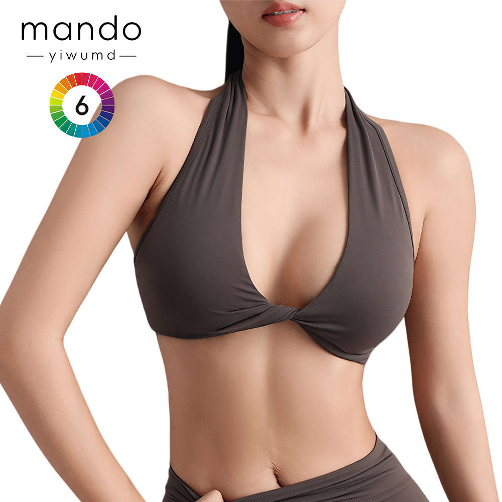 Best-selling High-Quality v Front Cross Halter Sports Bra Women's Deep V-Neck Sexy Yoga Bra Gym Workout Clothes