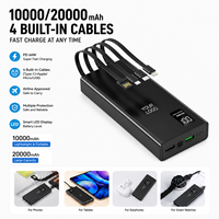 Batterie externe transfrontalière 66W à charge rapide en PVC avec câble intégré 20 000 mAh haute capacité, chargeur mobile portable, impression de logo