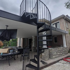 Escaliers en spirale en acier galvanisé avec marches en bois, design d'<span class=keywords><strong>escalier</strong></span> en arc, marches en bois en spirale hélicoïdale - Product Image 4