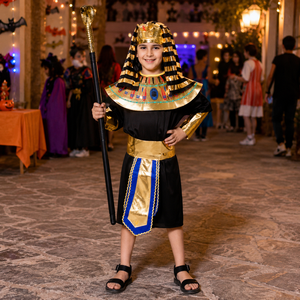 Baige 2026 Party Role Play Robe Performance Set Kids Children <strong>Egyptian</strong> <strong>Pharaoh</strong> Cosplay <strong>Costume</strong> for Halloween - Product Image 2
