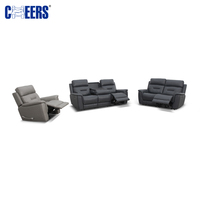 MANWAH CHEERS Hot 321 Ensemble de canapés inclinables électriques en cuir véritable avec table rabattable et chargeur sans fil pour salon