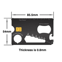 Carte multifonction en acier inoxydable, carte tactique, outils de survie pour le camping en plein air, carte de crédit en métal avec fente pour puce EMV pour le paiement