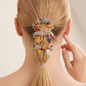 Accessoires <span class=keywords><strong>de</strong></span> mode pour cheveux : Élastiques à queue <span class=keywords><strong>de</strong></span> <span class=keywords><strong>cheval</strong></span>, bracelets en plastique colorés, chouchous DIY à motifs fruités, empilables, pour enfants, collection été fraîche - Product Image 1