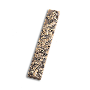 Retro Creative Design Rectangle Gold Plated Straight <b>Brass</b> Ruler <b>Letter</b> Paper Weight - Product Image 1