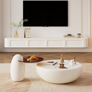 Wohnzimmer Neuer Stil Creme Günstige Hochwertige Großhandelspreise Kleine Klare Design Weiße Glas Moderne Couchtische für Zuhause - Product Image 4