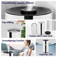 Humidificateur d'air ultrasonique 3,5 L à vente chaude, diffuseur d'arômes, boutons de commande tactiles, écran LCD, installation sur table électrique, PP